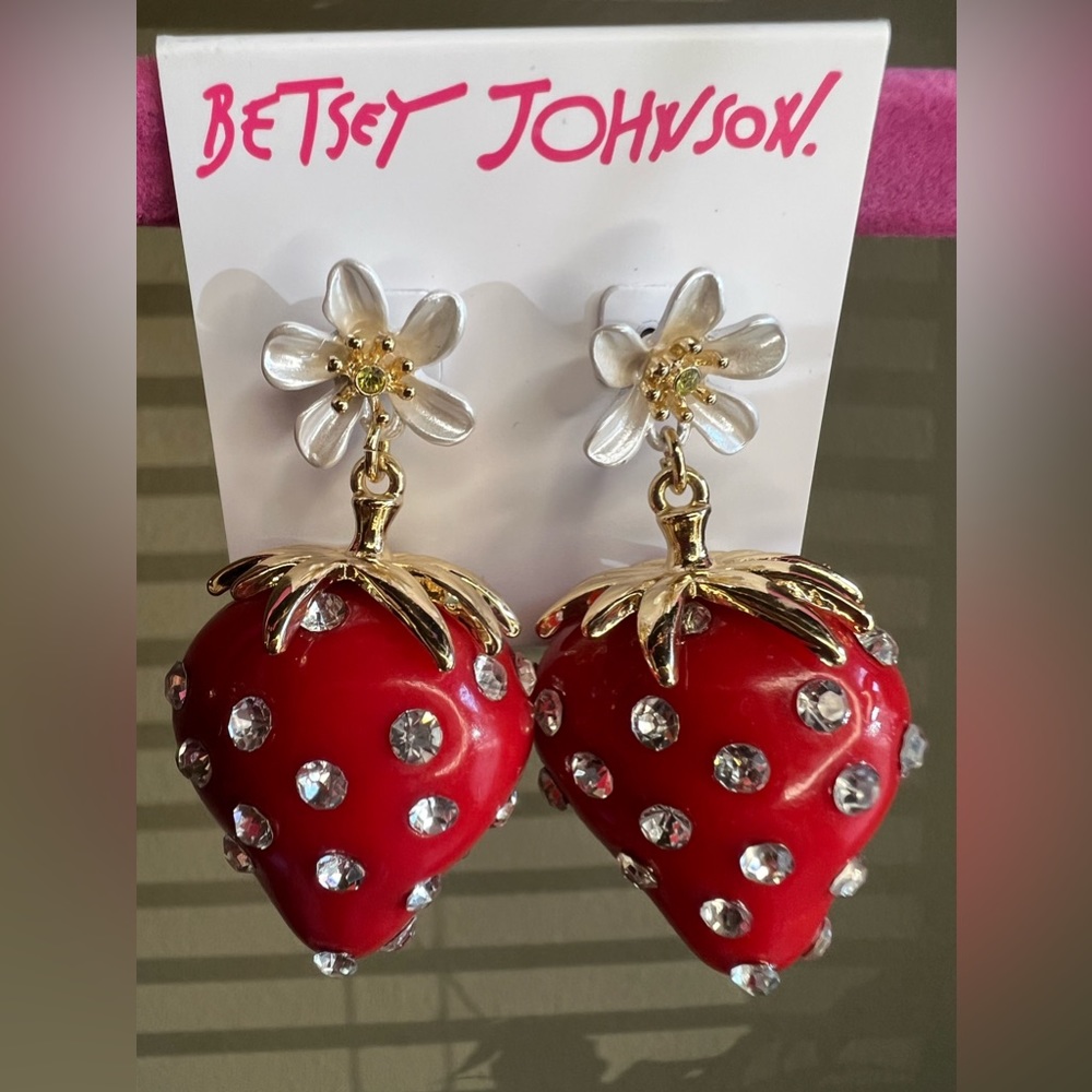 Betsey Johnson Strawberry Drop Earrings